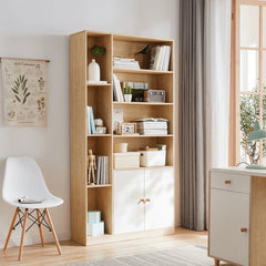 Linsay Noble Bookshelf with Storage Cabinet, Natural & White