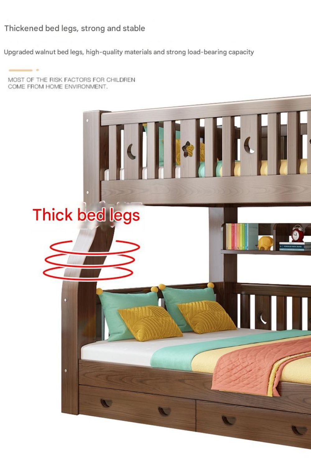 Walnut Upper and Lower Beds Bunk Beds Two-layer Children's Beds High and Low Beds Small Apartment Mother and Child Beds Double Upper and Lower Bunk Wooden Beds