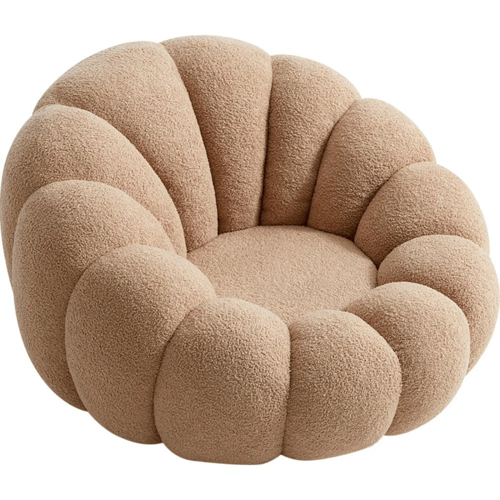 Linsay Lotus Toffee Boucle Armchair with Ottoman