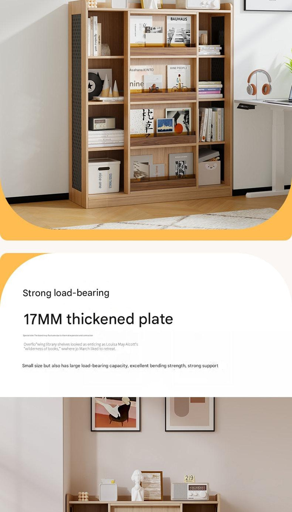 Children's Bookshelf Solid Wood Picture Book Shelf Floor Shelf Baby Reading Area Multifunctional Sliding Door Bookcase