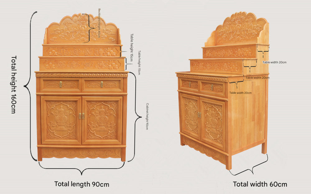 3-Tier Buddhist Altar Table | Modern Wood Home Shrine
