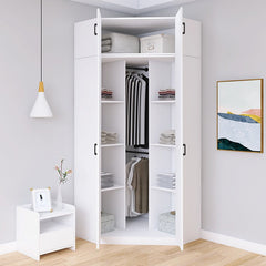 Corner Wardrobe Household Bedroom Small Apartment Solid Wood 90 Degree Master Bedroom Corner 7-character L-shaped Corner Wardrobe Combination Storage