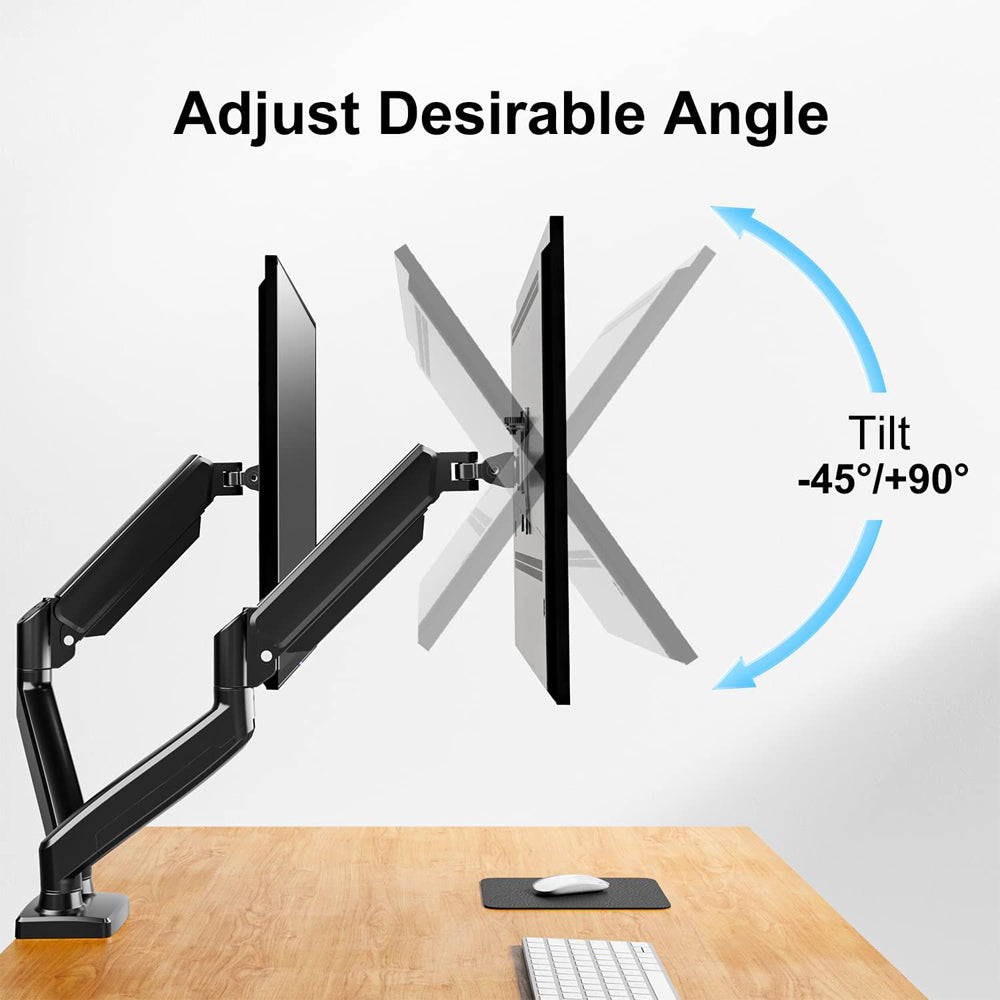 Homelements Dual Screen Gas Spring Desk Stand and Monitor Arm with Dual Steel Monitor Mounts-SY-MA04