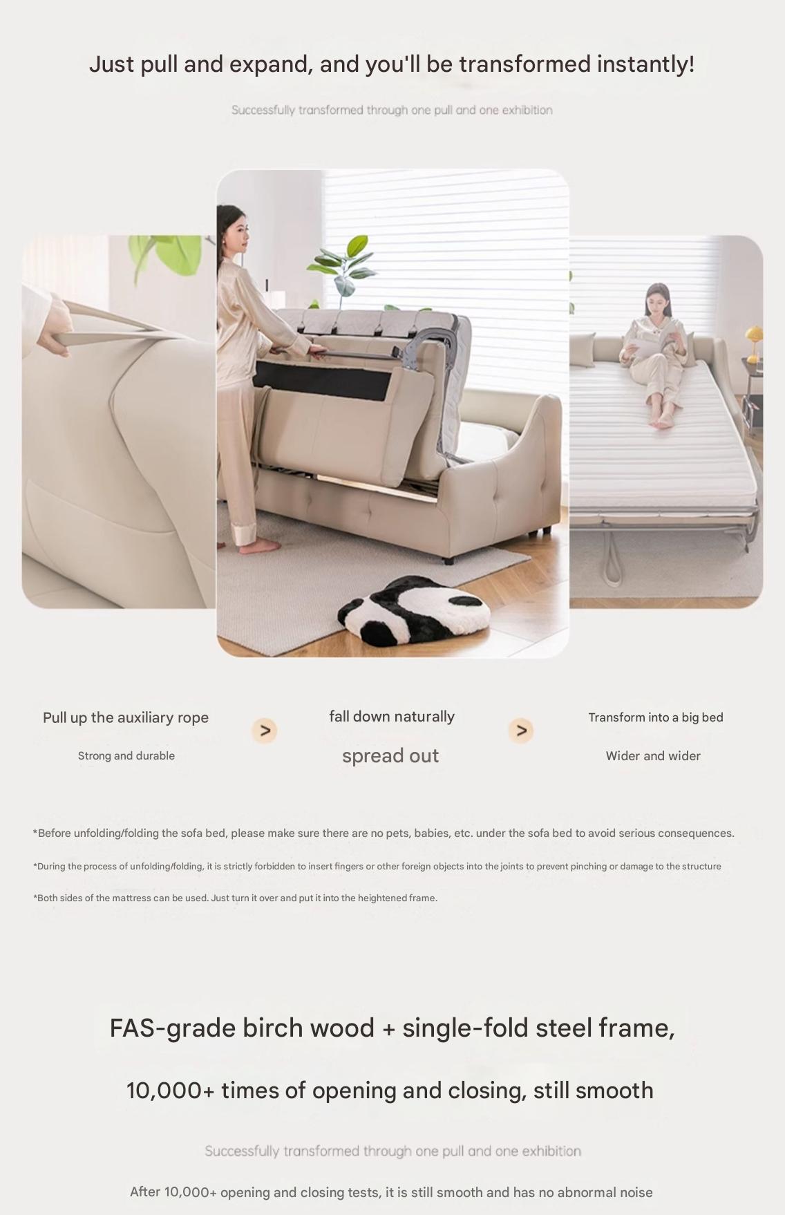 Muqifang Multi-functional Leather Flipped Sofa Bed Integrated Foldable Two-in-one Small Apartment Living Room New Dual-use