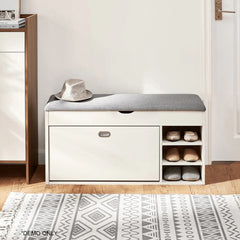 Linsay Miro Shoe Storage Bench, Large, White & Grey