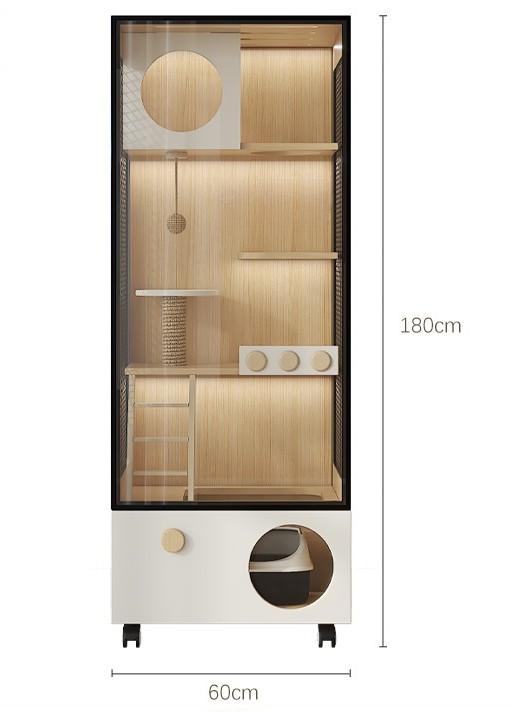 Homelements Wood Cat Cage for Living Room Cat House Movable Light Luxury Creative Household Cage for Cats