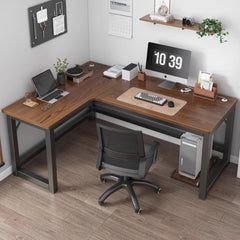 Homelements Double Computer Desk Desktop Home Desk Bookshelf Combination Bedroom Desk