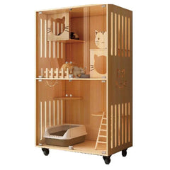 Homelements Cat, Villa Cat House, Cat Cage, Cat Cabinet, Solid Wood, Indoor Home Use, Luxury Cat Nest, Cat House, That Does Not Occupy An Area-Without basin