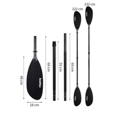 Sports studio Lightweight Detachable 2-Section Scoop Kayak Paddle Carbon Fiber Scoop Kayak Paddle