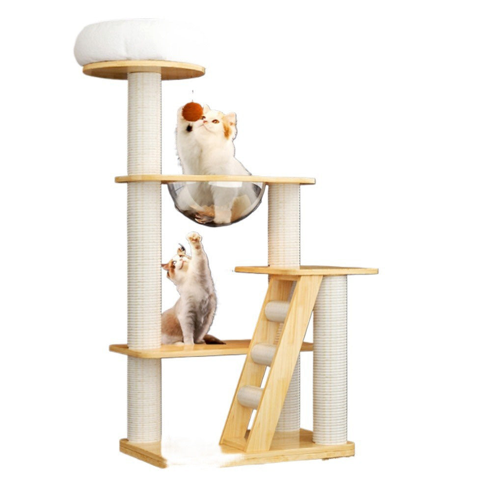 Homelements Wooden Solid Wood Four Seasons Universal Cat Villa  Big Cat Climbing Frame  Cat Scratching Post  Cat Climbing Frame Column Wall Wood Cat Wall Jumping Platform Cat Nest Frame Tree