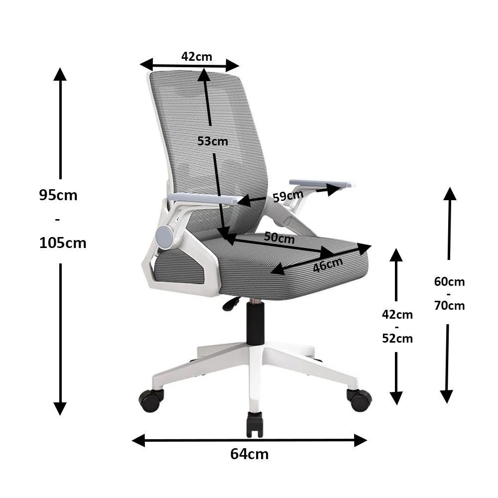 Homelements Latex Cushion Computer Chair Office Home Chairs – White&Grey