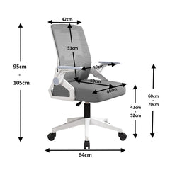 Homelements Latex Cushion Computer Chair Office Home Chairs – White&Grey