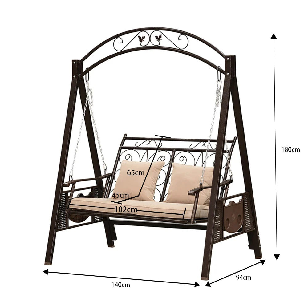 Homelements Purple Leaf/Single Swing Rocking Chair/Iron Garden Hanging Chair/Outdoor/Villa/Swing/Courtyard Outdoor Balcony Swing Chair