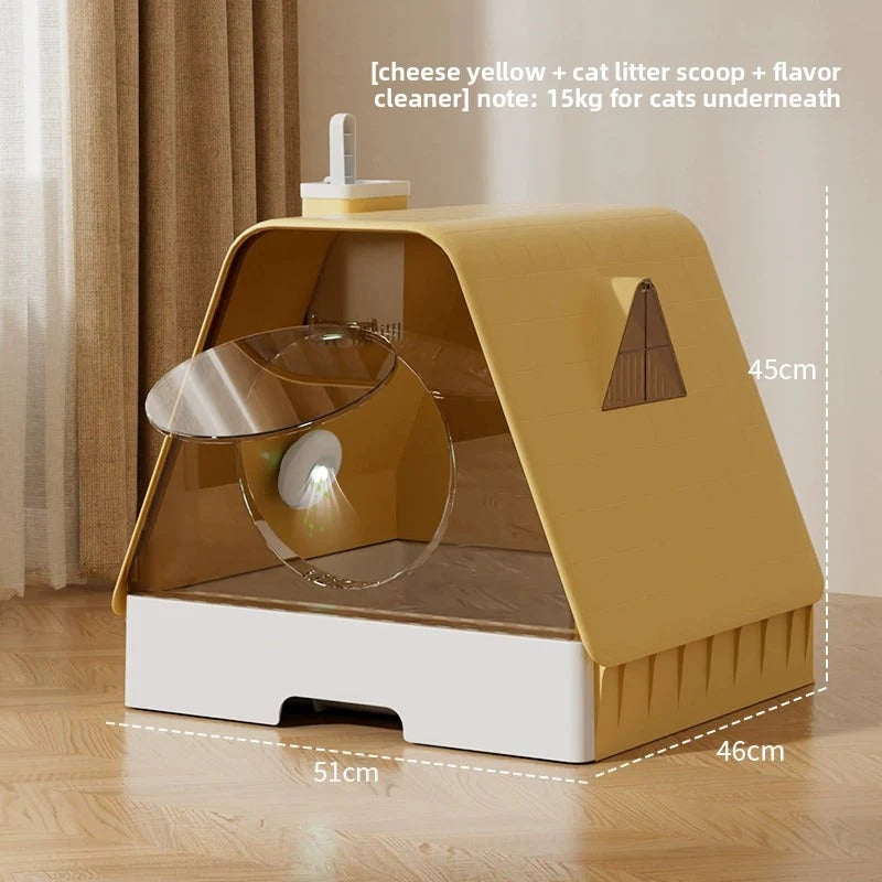 Extra Large Cat Litter Box Fully Enclosed Anti-Spilling with Drawer Type Odor Separation Dustproof with Sand for Kittens Maine Coon Cat Toilet