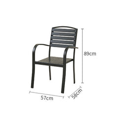 Homelements Outdoor Tables and Chairs Plastic Wood Leisure Outdoor Balcony Villa Courtyard Tea Shop Cafe Waterproof Sunscreen Tables and Chairs Black Outdoor Dinning Set Balcony Bar Comfortable Patio Table and Chairs  - Two Buck Chairs + 60cm Cross Round