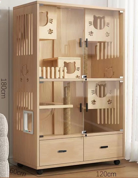 Homelements Modern Luxury Cat Nest Home Cat Nest Pet Cabinet Wooden Villa Home Cat House
