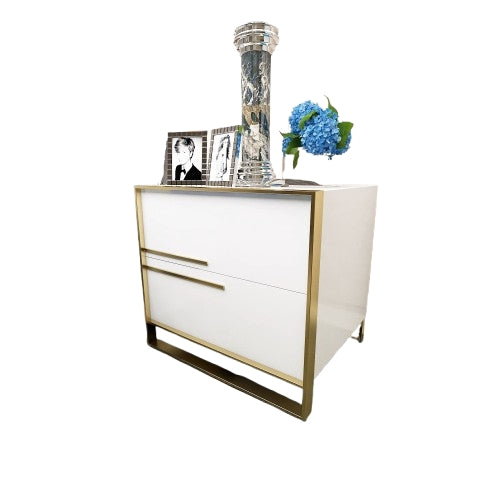 Factory Customization Baking Paint Bedside Table 2 Drawers Movable Nightstand