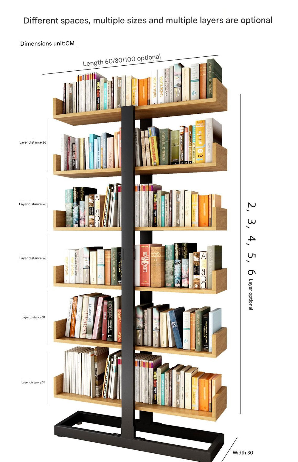 Multi-layer Bookshelf Floor-to-ceiling Shelf Integrated Wall Bookcase