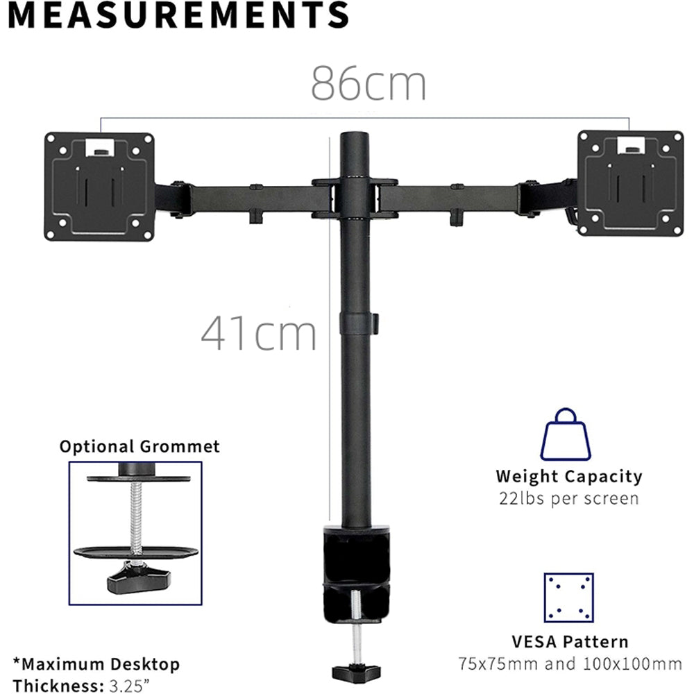 Homelements Dual Monitor Stand Arm Bracket  Black-SY-MA02