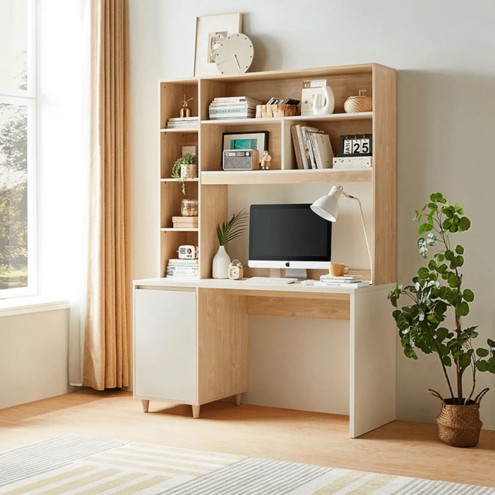 Linsay Noble Desk with Shelves, Natural & White