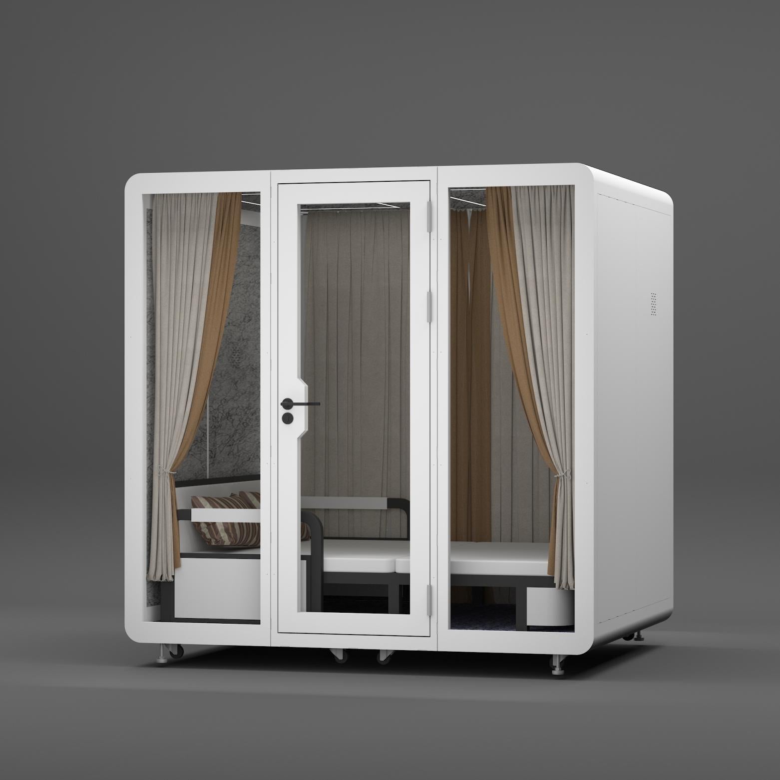 Homelements 4 Persons 2.2x1.8x2.3m White & Black Sleep Cabin Model Mobile Soundproof Room Home Live Broadcast Room Singing Cabin Recording Studio Indoor Telephone Booth Piano Sleeping Soundproof Silent Cabin