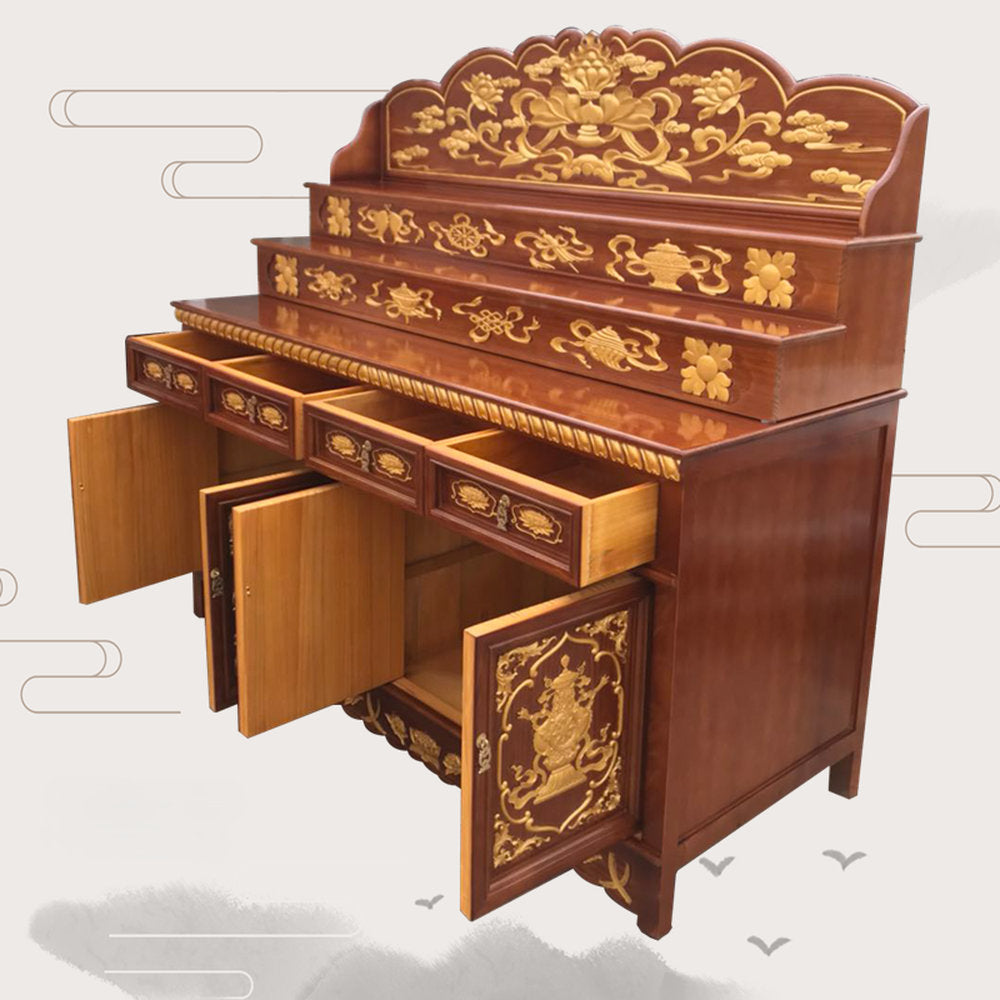 3-Tier Buddhist Altar Table | Modern Wood Home Shrine
