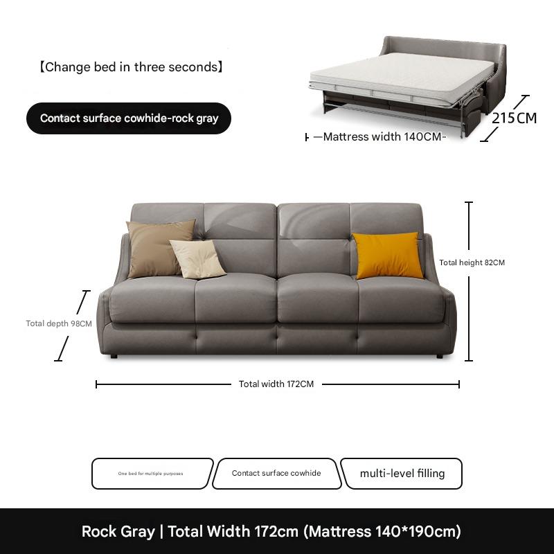 Muqifang Multi-functional Leather Flipped Sofa Bed Integrated Foldable Two-in-one Small Apartment Living Room New Dual-use