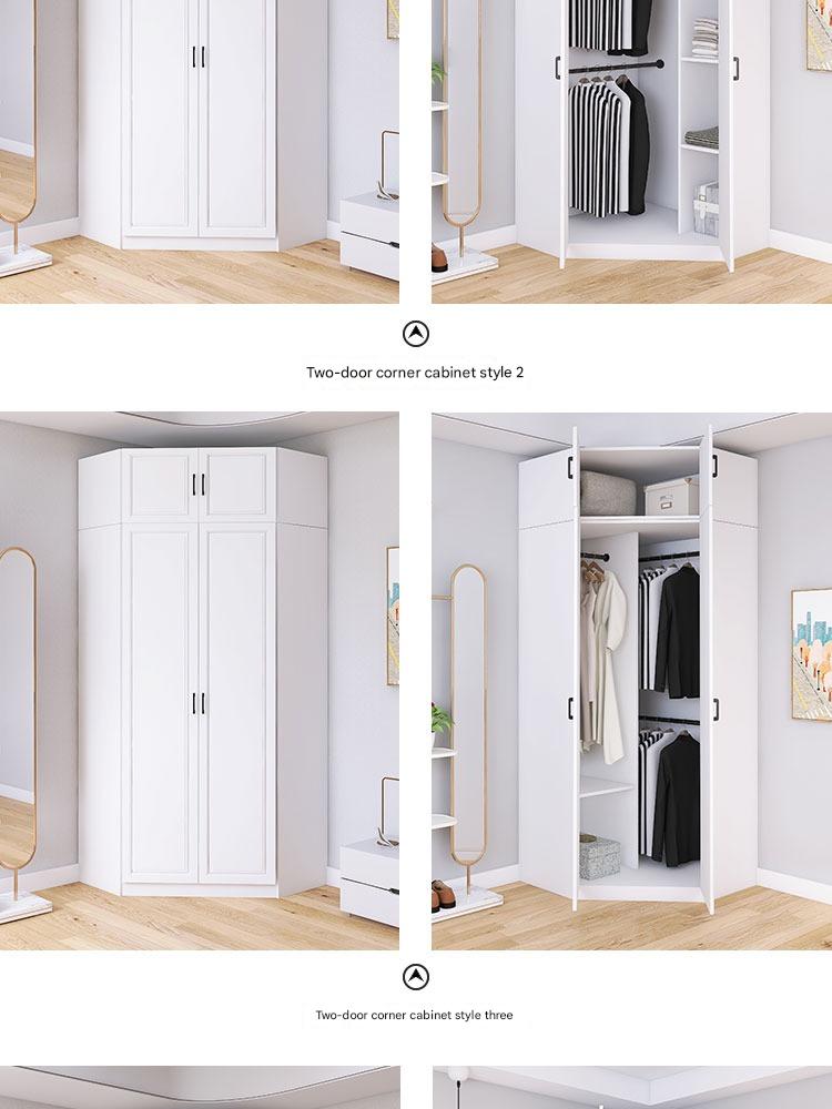 Corner Wardrobe Household Bedroom Small Apartment Solid Wood 90 Degree Master Bedroom Corner 7-character L-shaped Corner Wardrobe Combination Storage