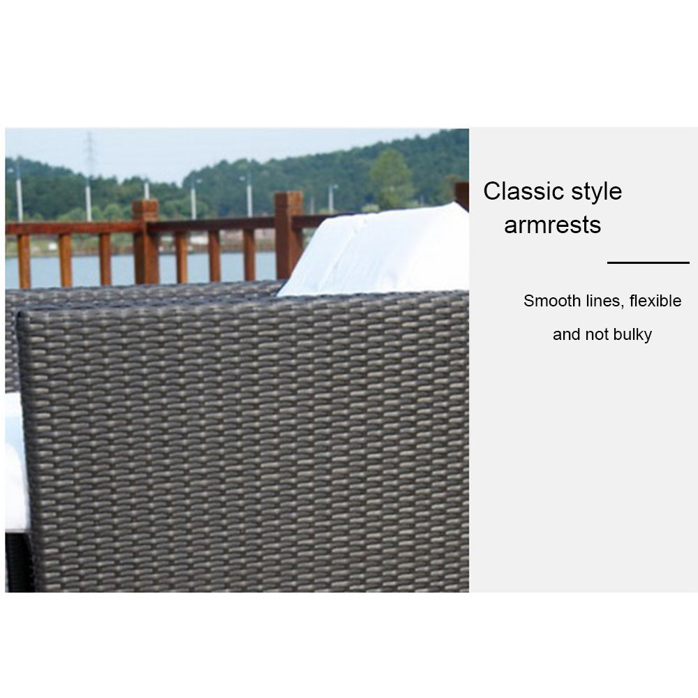 Homelements Outdoor Leisure Rattan Sofa Terrace Balcony Table and Chair Rattan Chair Waterproof Sunscreen Aluminum Alloy Storage Rattan Chair Set  Modern Style Outdoor Rattan Furniture Dining Set