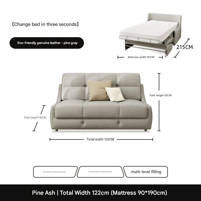 Muqifang Multi-functional Leather Flipped Sofa Bed Integrated Foldable Two-in-one Small Apartment Living Room New Dual-use