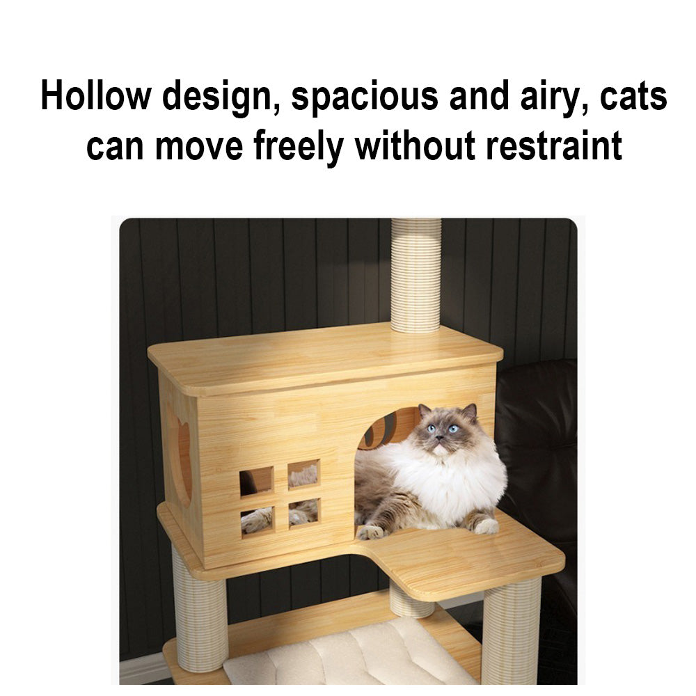 Homelements Wooden Solid Wood Four Seasons Universal Cat Villa  Big Cat Climbing Frame  Cat Scratching Post  Cat Climbing Frame Column Wall Wood Cat Wall Jumping Platform Cat Nest Frame Tree