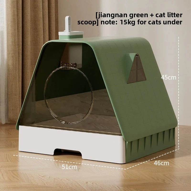 Extra Large Cat Litter Box Fully Enclosed Anti-Spilling with Drawer Type Odor Separation Dustproof with Sand for Kittens Maine Coon Cat Toilet