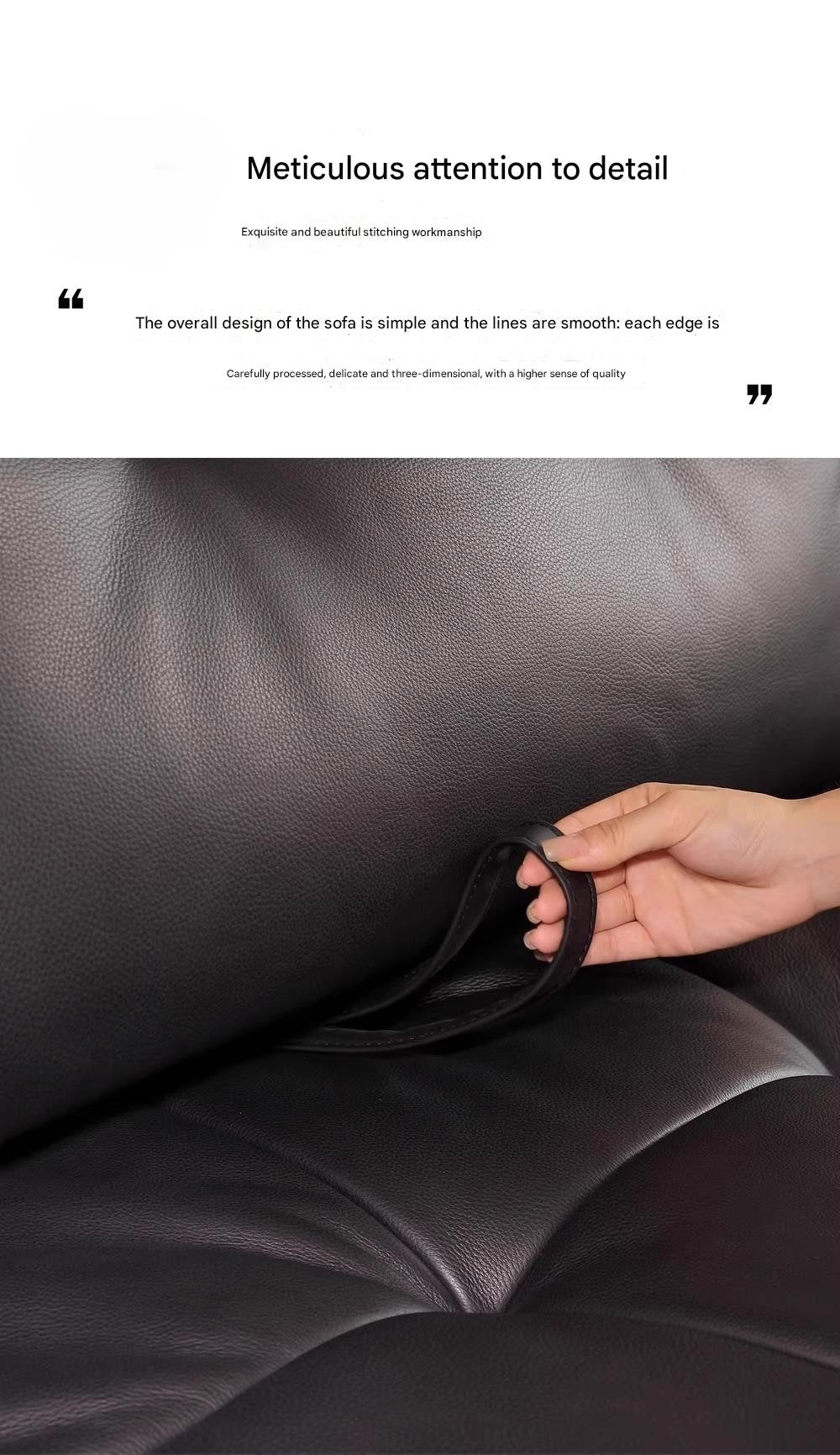 Medieval Black Straight Leather Sofa