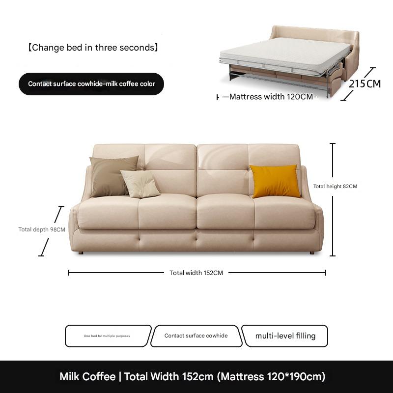 Muqifang Multi-functional Leather Flipped Sofa Bed Integrated Foldable Two-in-one Small Apartment Living Room New Dual-use