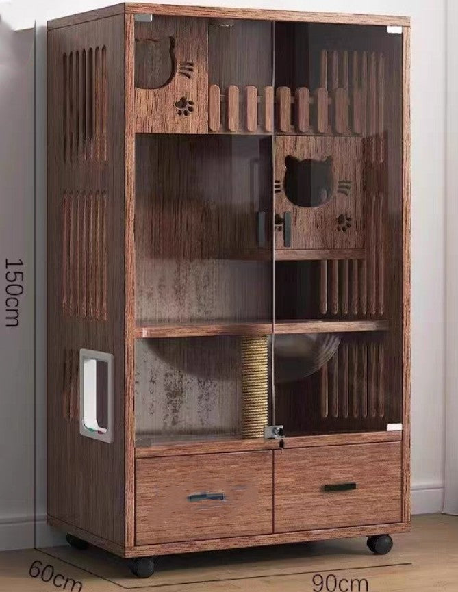 Homelements Modern Luxury Cat Nest Home Cat Nest Pet Cabinet Wooden Villa Home Cat House