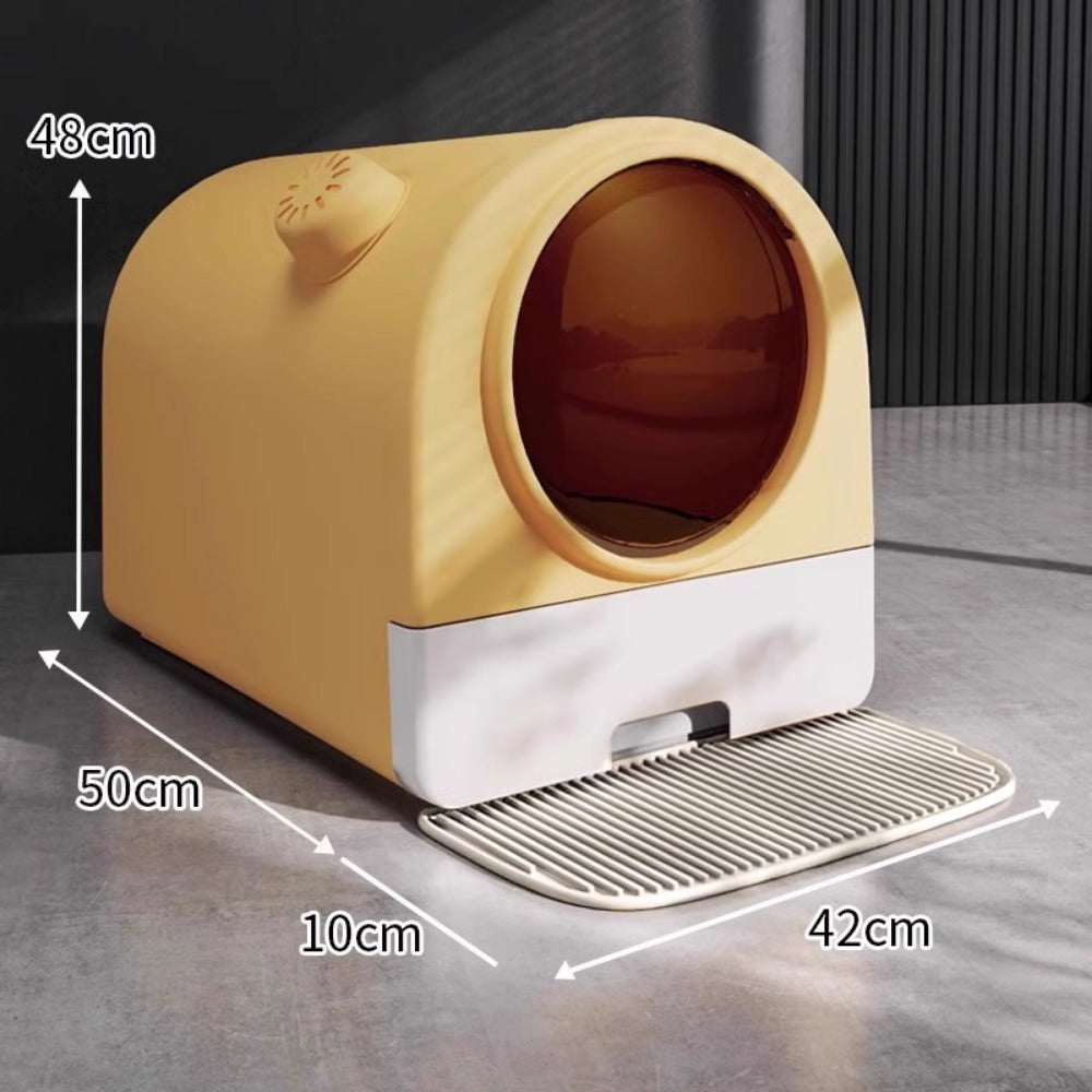 Homelements Large Capacity Covered Litter Box with Splash Guard Fully Enclosed Odour-proof Cat Toilet