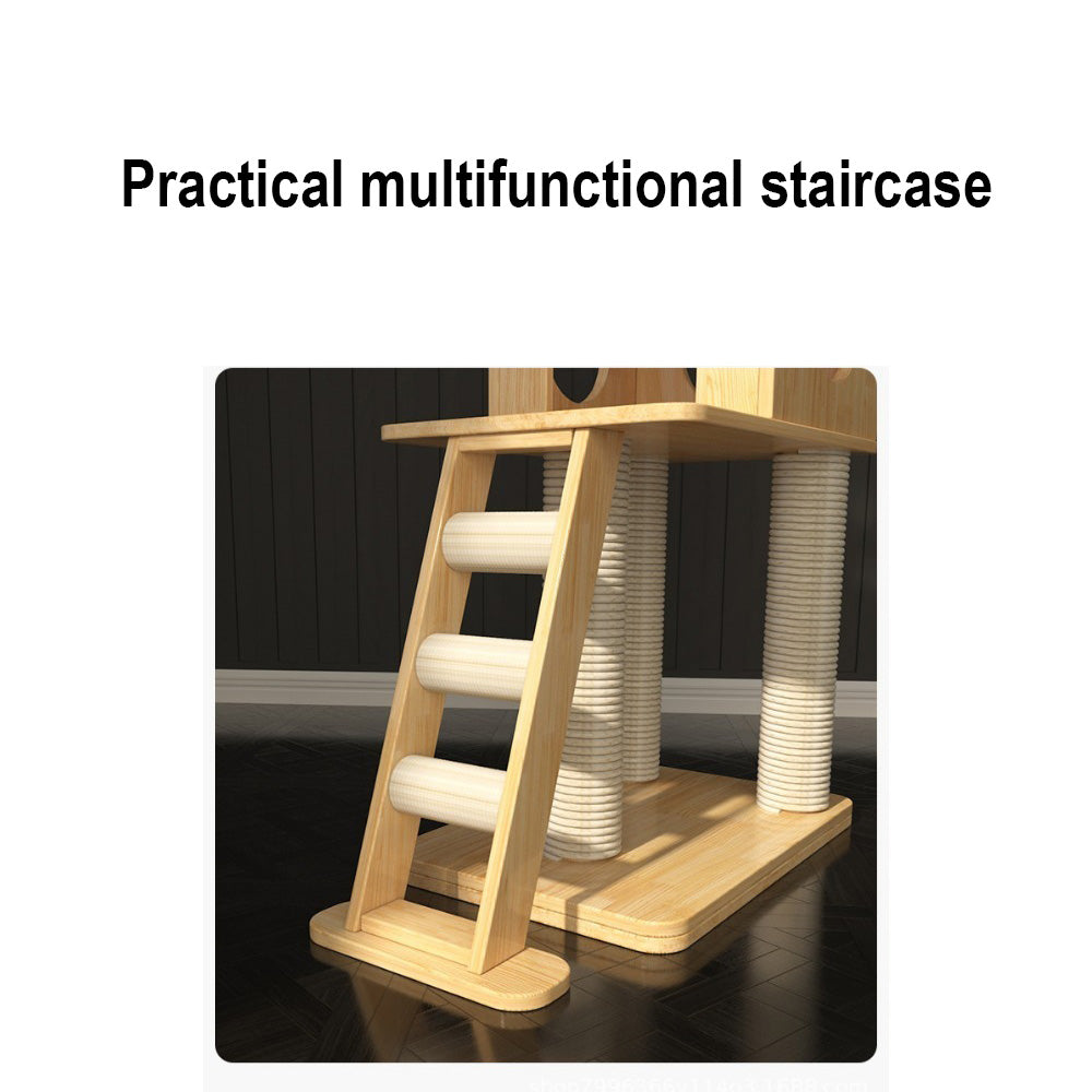 Homelements Luxury Solid Wood Cat House Cat Villa Cat Climbing Frame Pet Bed Cat Scratching Post Cat Playground   Large Solid Wood Cat Climbing Frame Cat Nest Simple One Four Seasons Universal Cat Shelf/jump/grab Board