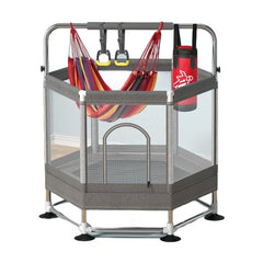 Sports Studio 155cm Hexagonal Indoor Trampoline with Sandbag and Swing
