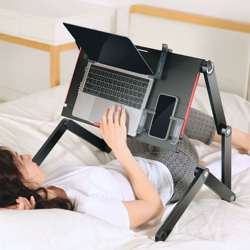 OMAX Bed Computer Desk - Lying Down Computer Workstation for Laptops, Foldable Stand, Perfect for Reading in Bed
