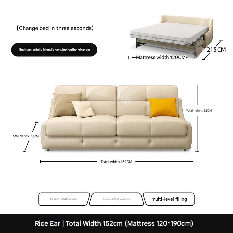 Muqifang Multi-functional Leather Flipped Sofa Bed Integrated Foldable Two-in-one Small Apartment Living Room New Dual-use