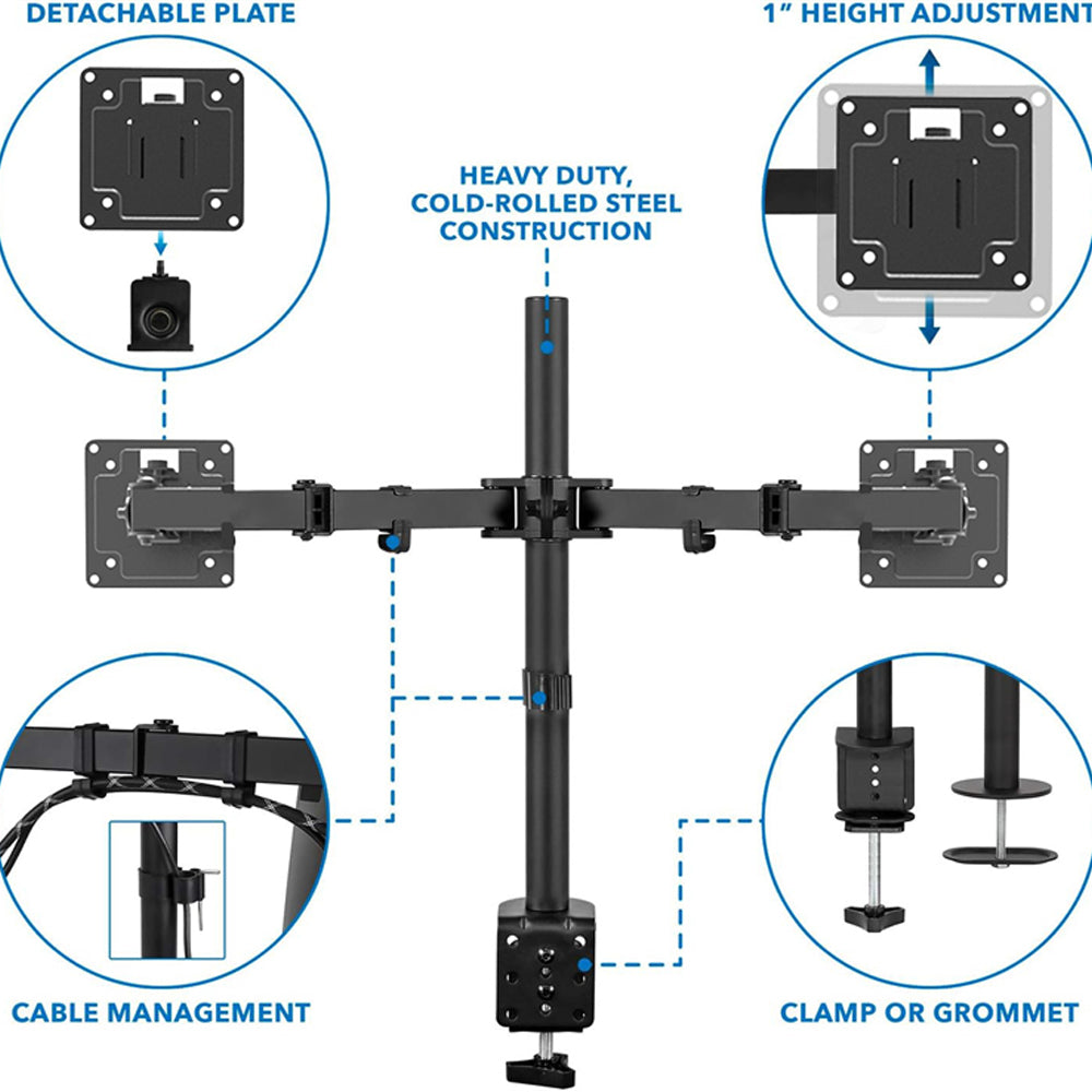 Homelements Dual Monitor Stand Arm Bracket  Black-SY-MA02