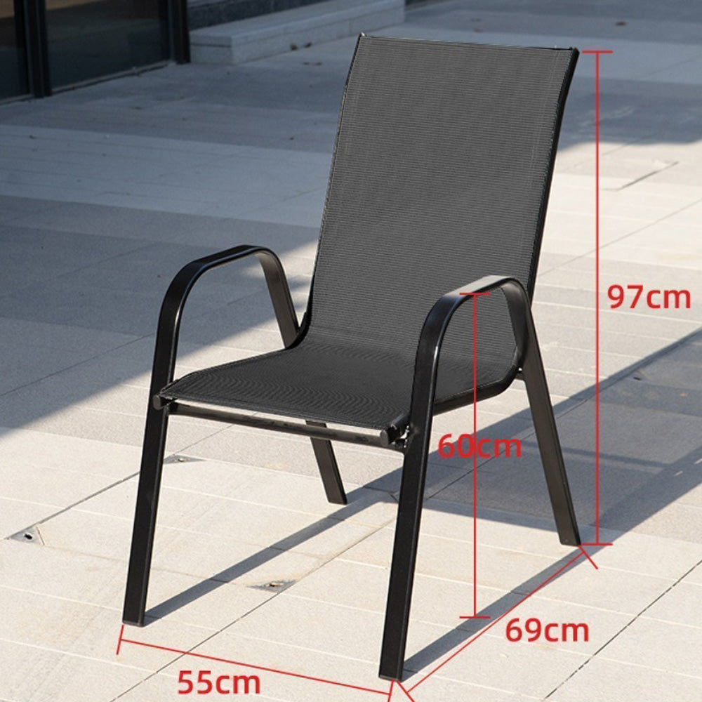 Homelements150CM Outdoor Leisure Combination Square Table and Chair Waterproof Sun-proof Anti-corrosion Garden Table and Chair Water Ripple Tabletop 6 Pieces of Textilene Mesh Chair