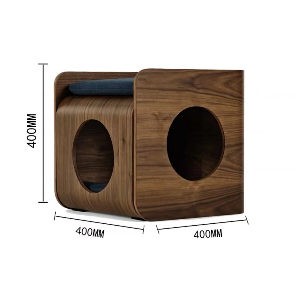 Homelements Solid Wood Cat Bed Coffee Table Minimalist and Versatile Detachable and Washable Pet Cat Bed Set with Storage Bedside Cabinet Pet Furniture Cat House Wooden Small To Medium Size Pet Bed