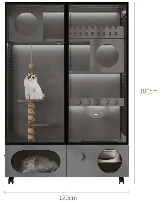 Homelements Wood Cat Cage for Living Room Cat House Movable Light Luxury Creative Household Cage for Cats