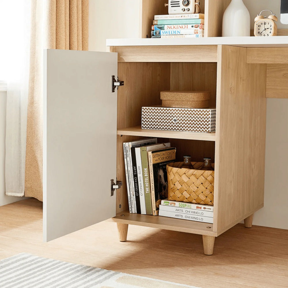 Linsay Noble Desk with Shelves, Natural & White