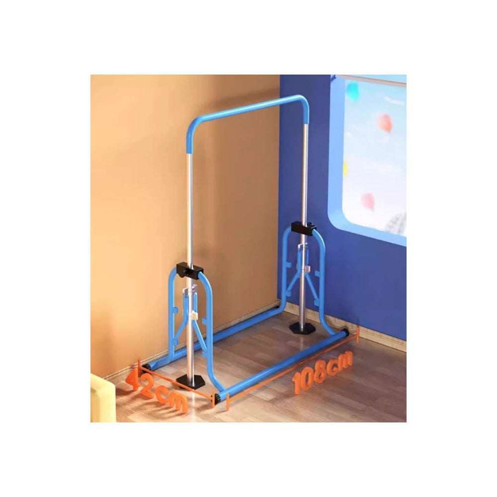 Sports Studio Foldable and Height-adjustable Children's Horizontal Bar with Rings and Landing Pad Pull-up Horizontal Bar