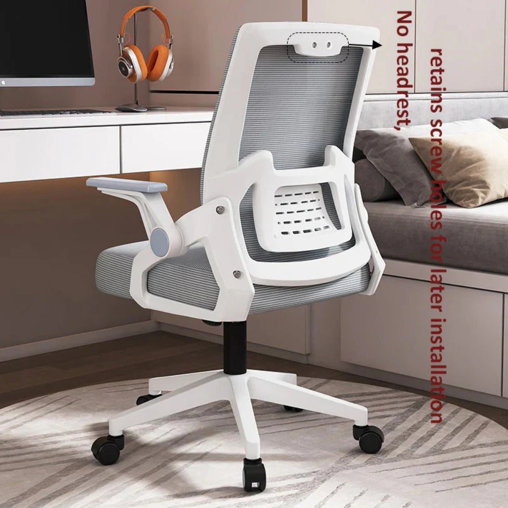 Homelements Latex Cushion Computer Chair Office Home Chairs – White&Grey