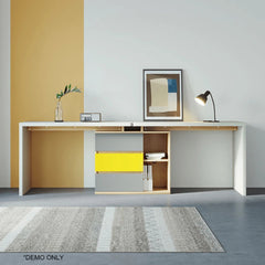 Linsay Slate Dual Study Desk, Grey & White & Yellow