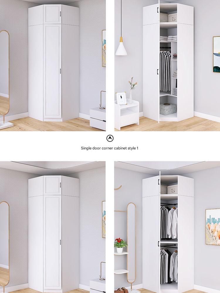 Corner Wardrobe Household Bedroom Small Apartment Solid Wood 90 Degree Master Bedroom Corner 7-character L-shaped Corner Wardrobe Combination Storage