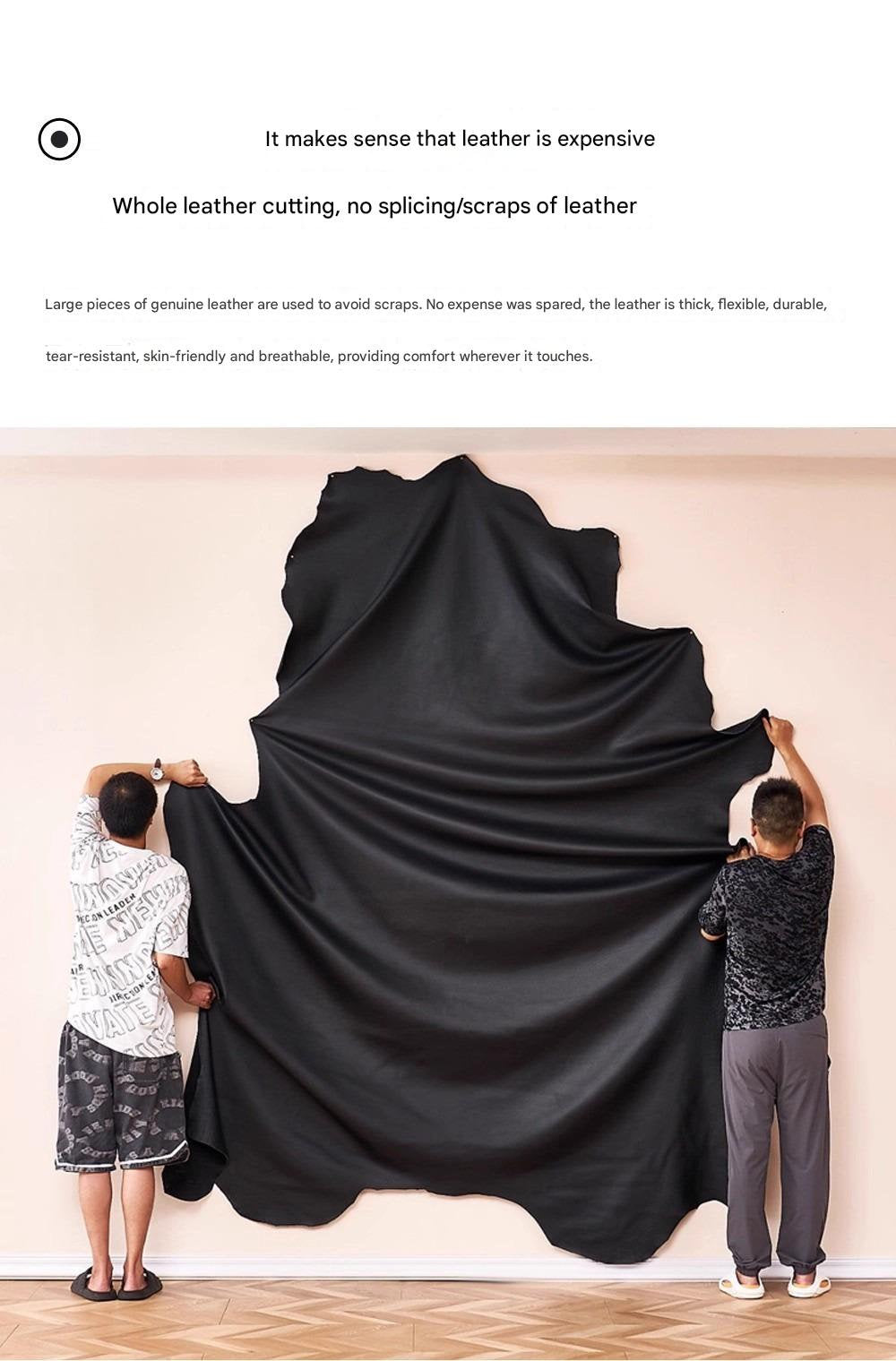 Medieval Black Straight Leather Sofa